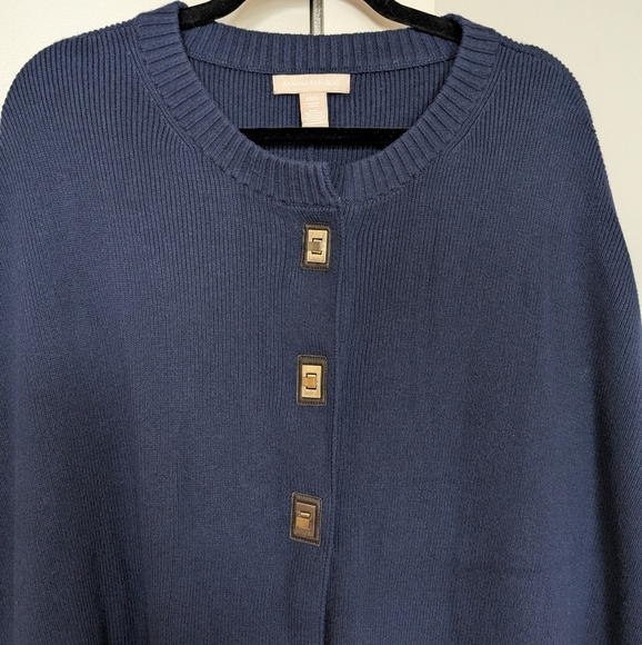 Banana Republic Blue Knit Cape Sz L - Picture 2 of 6